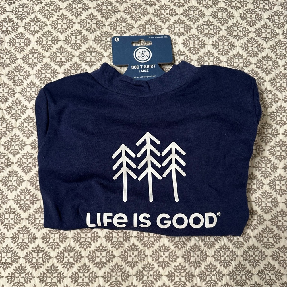 Trees Dog Tee (Darkest Blue) – Large